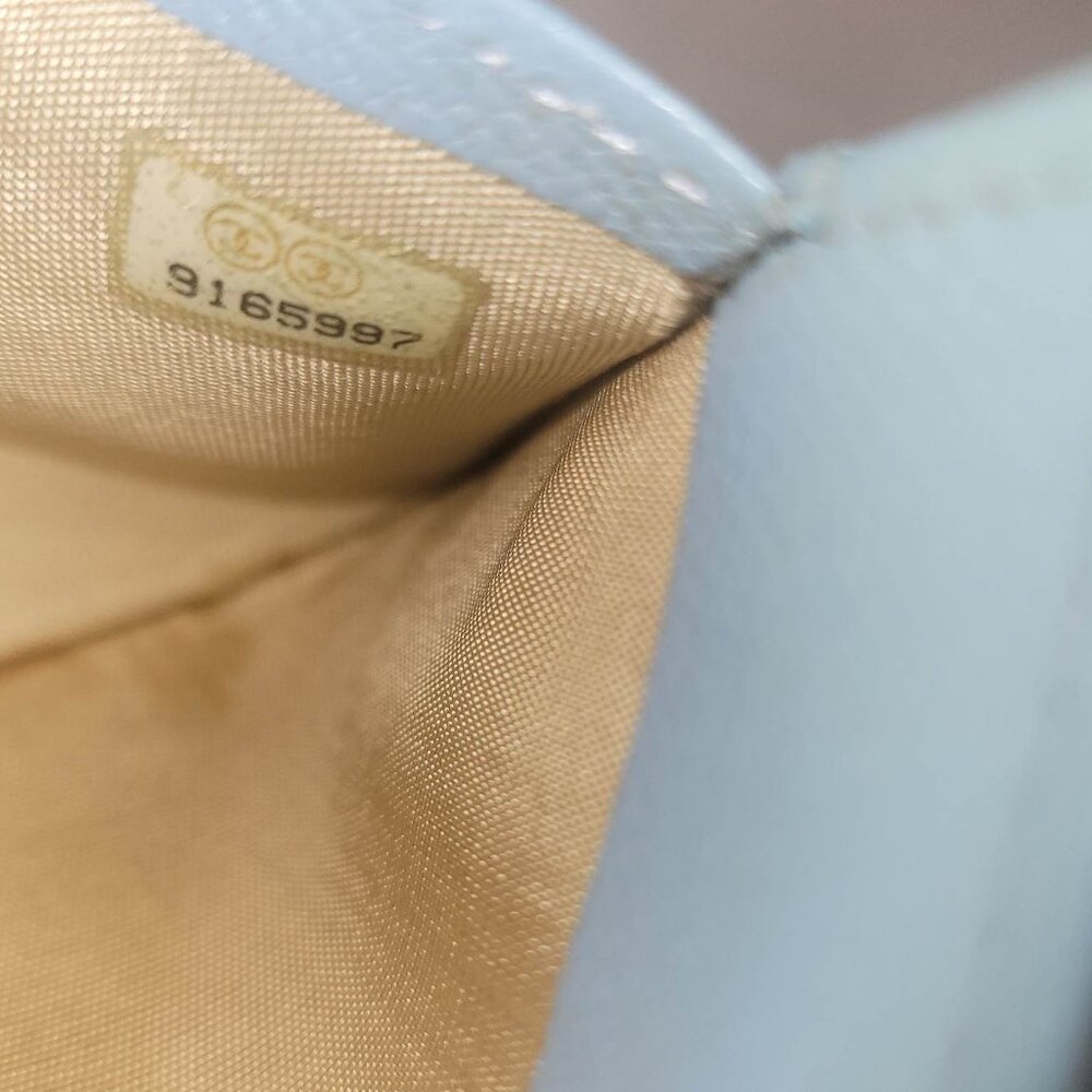 Chanel "Authentic" Blue Leather Coco Button Long … - image 3